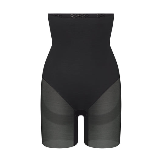 POWER MESH SHAPEWEAR CORE SCULPT HIGH-WAISTED MID THIGH SHORT | ONYX