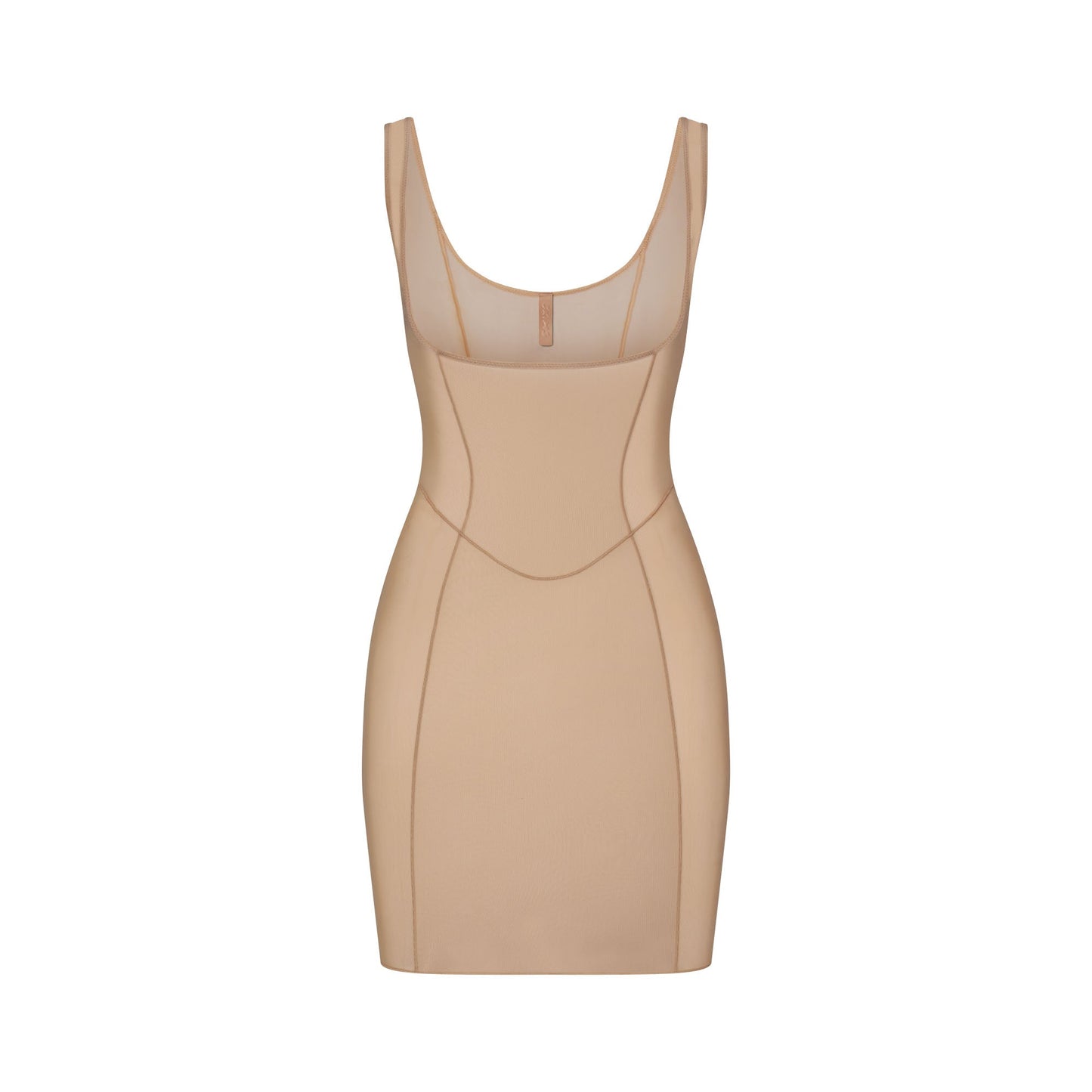 POWER MESH SHAPEWEAR OPEN BUST SLIP DRESS | CLAY