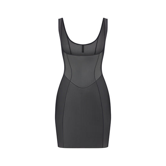 POWER MESH SHAPEWEAR OPEN BUST SLIP DRESS | ONYX