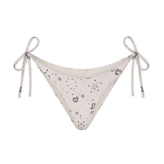 SIGNATURE SWIM DIPPED TIE BIKINI BOTTOM | ECRU BANDANA PRINT