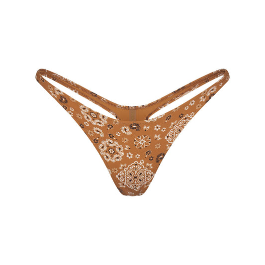 SIGNATURE SWIM THONG BIKINI BOTTOM | ALMOND BANDANA