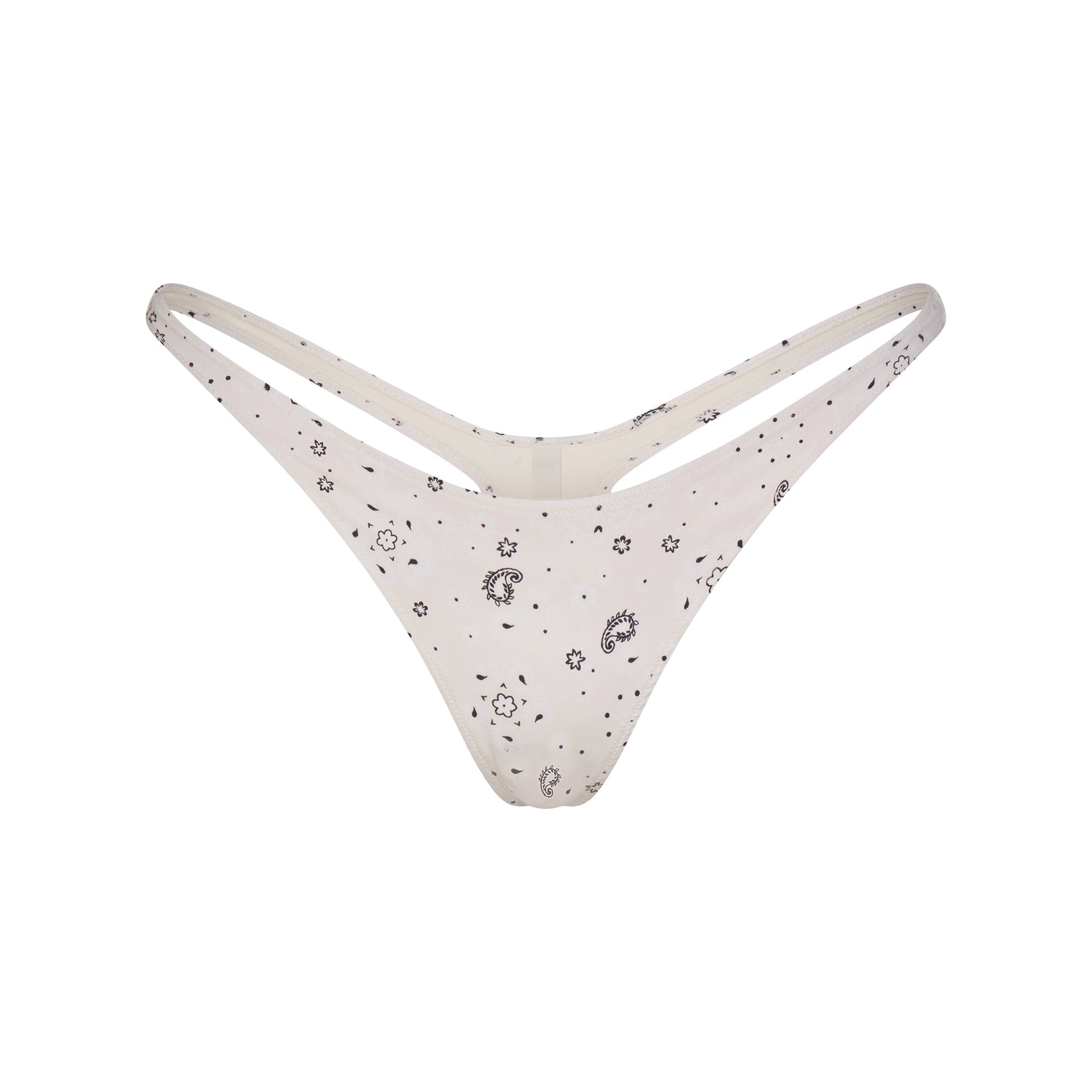 SIGNATURE SWIM THONG BIKINI BOTTOM | ECRU BANDANA PRINT