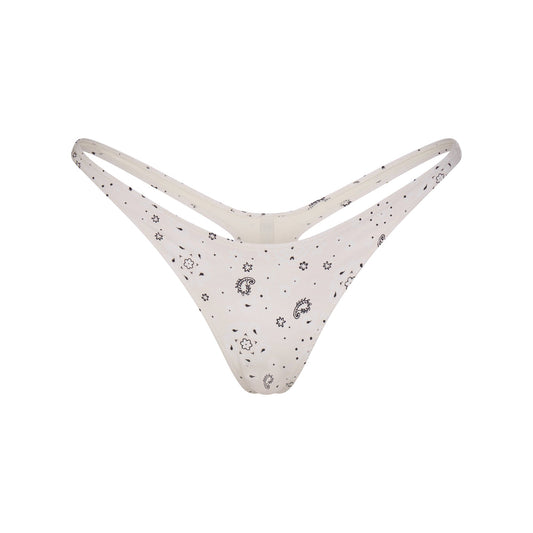 SIGNATURE SWIM THONG BIKINI BOTTOM | ECRU BANDANA PRINT