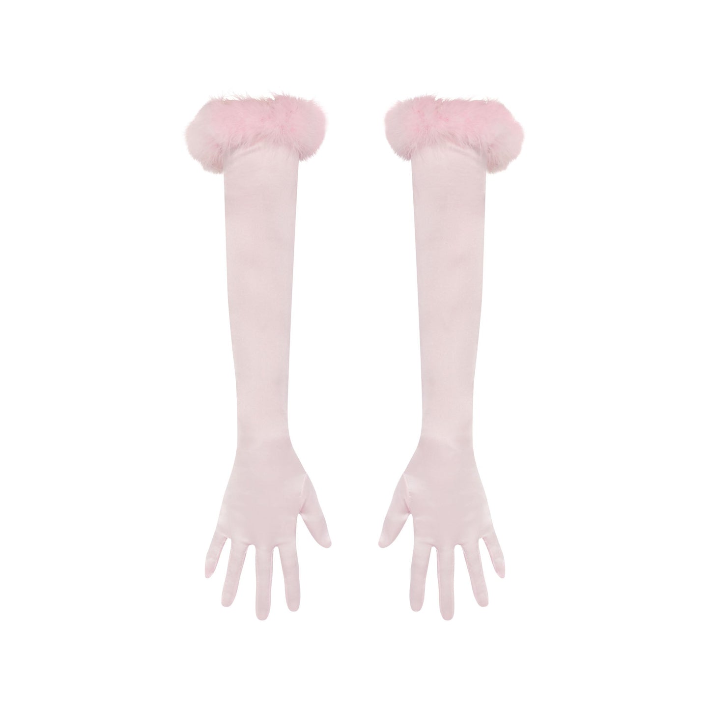 SILK FEATHER TRIM GLOVES | CHERRY BLOSSOM