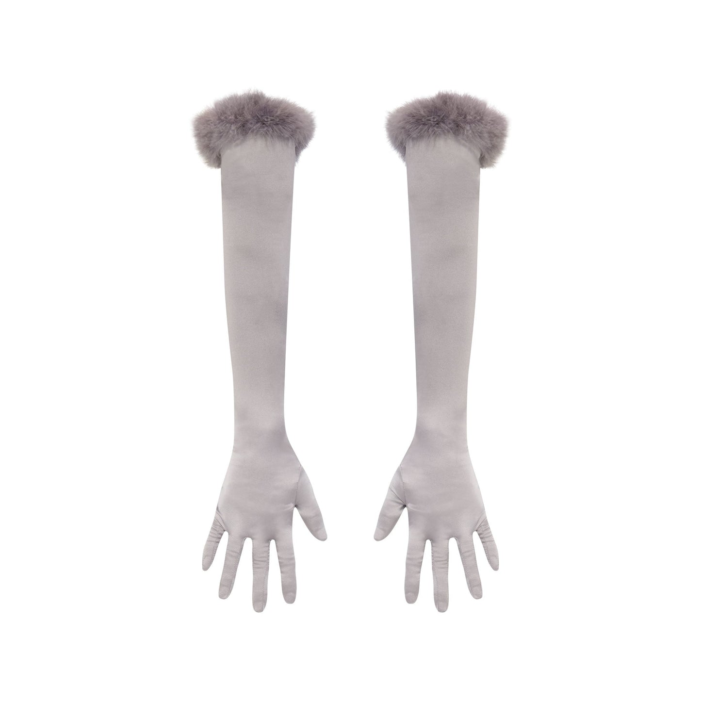 SILK FEATHER TRIM GLOVES | MIRROR