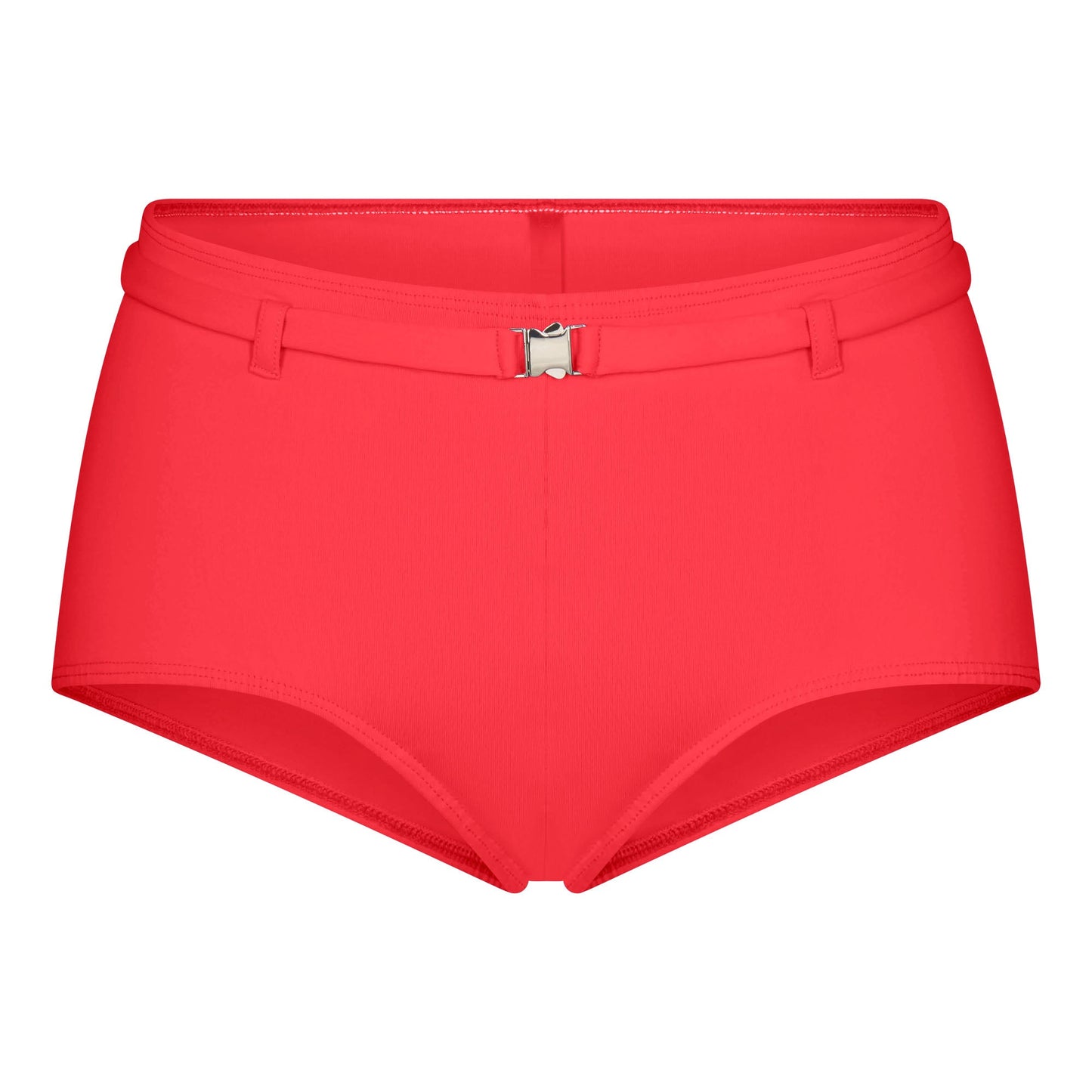 ICONIC SWIM BELTED BOY SHORT BIKINI BOTTOM | CARMINE
