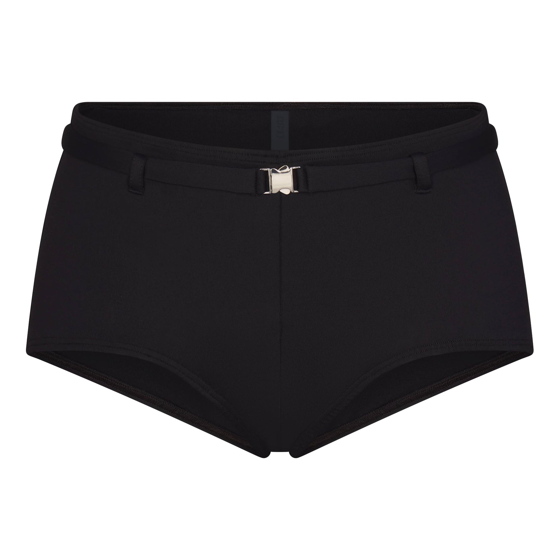 ICONIC SWIM BELTED BOY SHORT BIKINI BOTTOM | OBSIDIAN