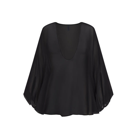 SWIM COVER-UPS SHEER MINI KAFTAN | OBSIDIAN