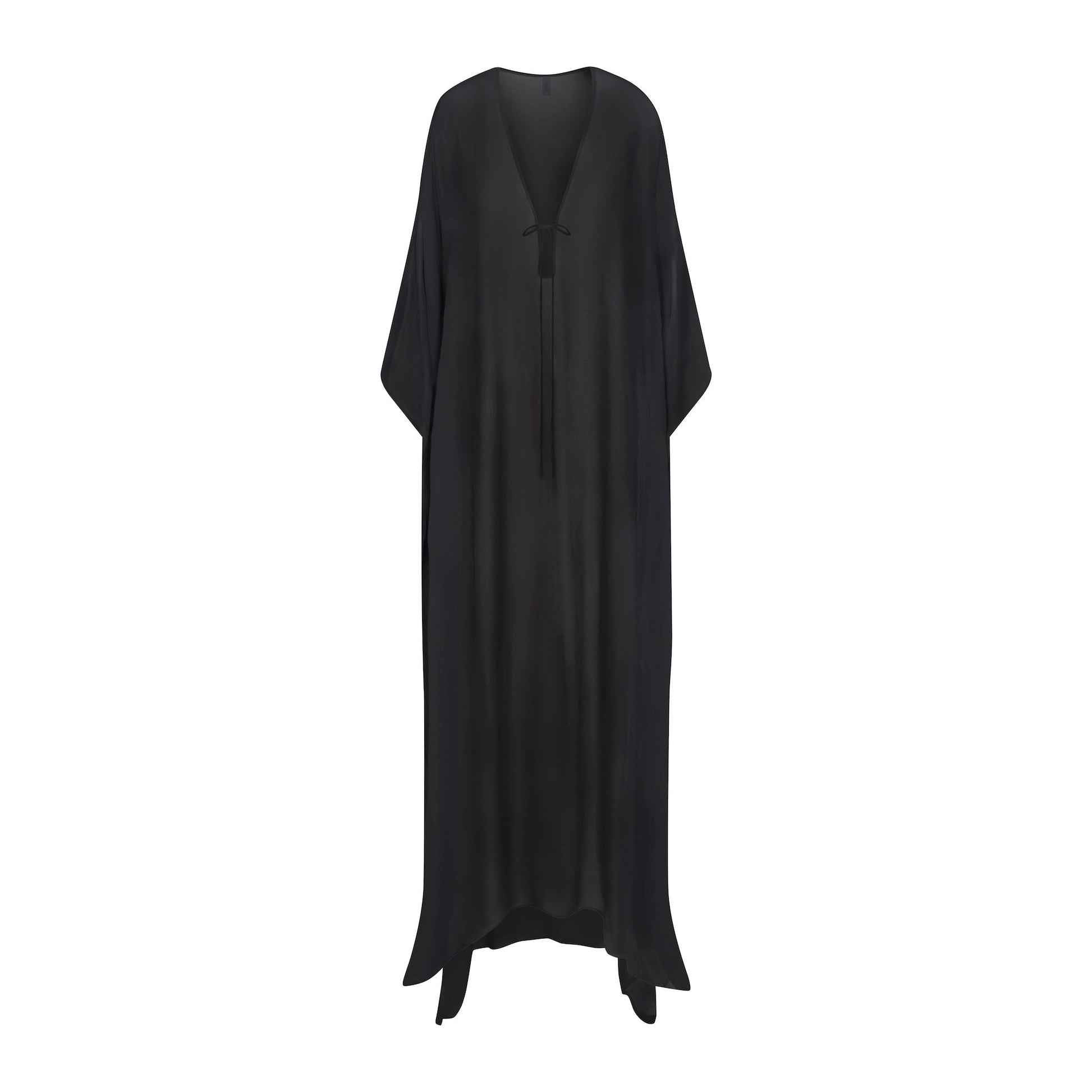 SWIM COVER-UPS SHEER LONG KAFTAN | OBSIDIAN