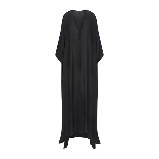 SWIM COVER-UPS SHEER LONG KAFTAN | OBSIDIAN