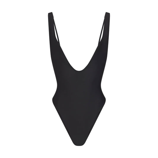SIGNATURE SWIM PLUNGE ONE PIECE | ONYX