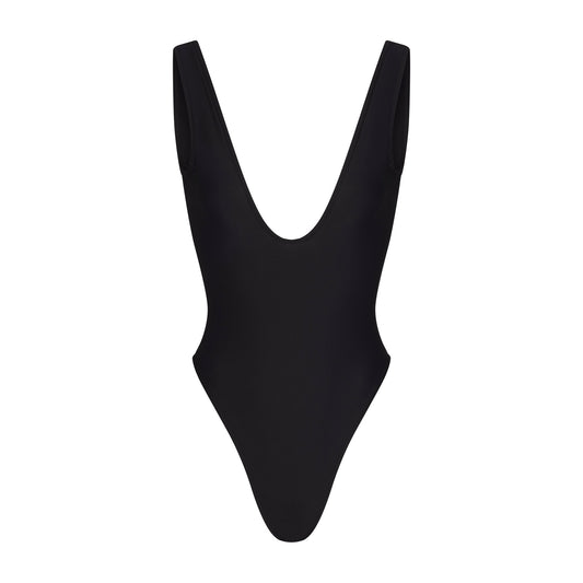 ICONIC SWIM PLUNGE ONE PIECE | OBSIDIAN