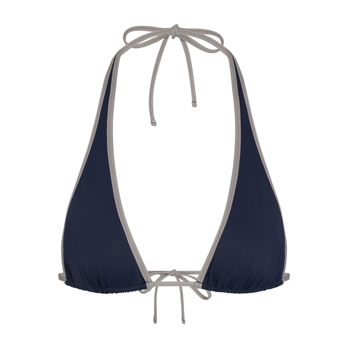 SIGNATURE SWIM HALTER PLUNGE BIKINI TOP | NAVY CONTRAST
