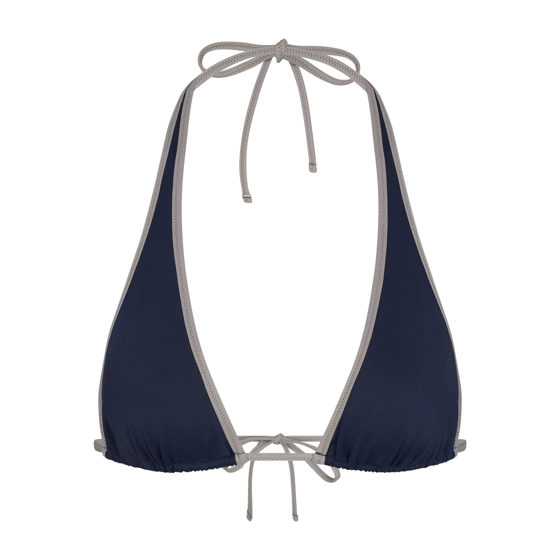 SIGNATURE SWIM HALTER PLUNGE BIKINI TOP | NAVY CONTRAST