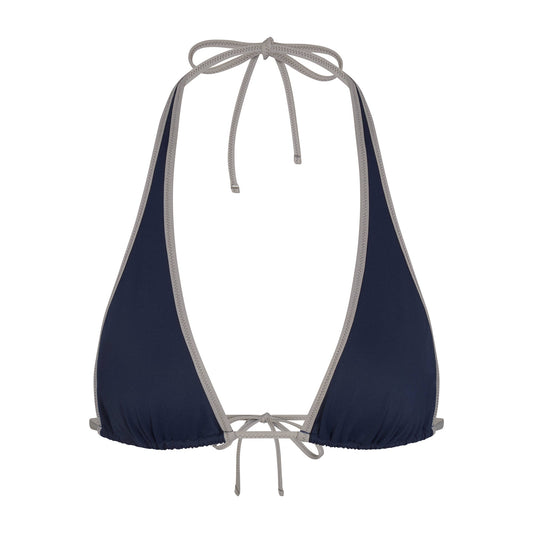 SIGNATURE SWIM HALTER PLUNGE BIKINI TOP | NAVY CONTRAST