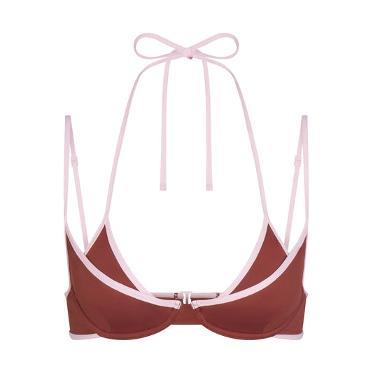 SIGNATURE SWIM LAYERED PLUNGE BIKINI TOP | HENNA CONTRAST