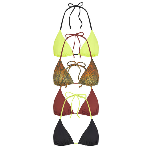 SIGNATURE SWIM TRIANGLE BIKINI TOP 4-PACK | OMBRE SNAKE MULTI