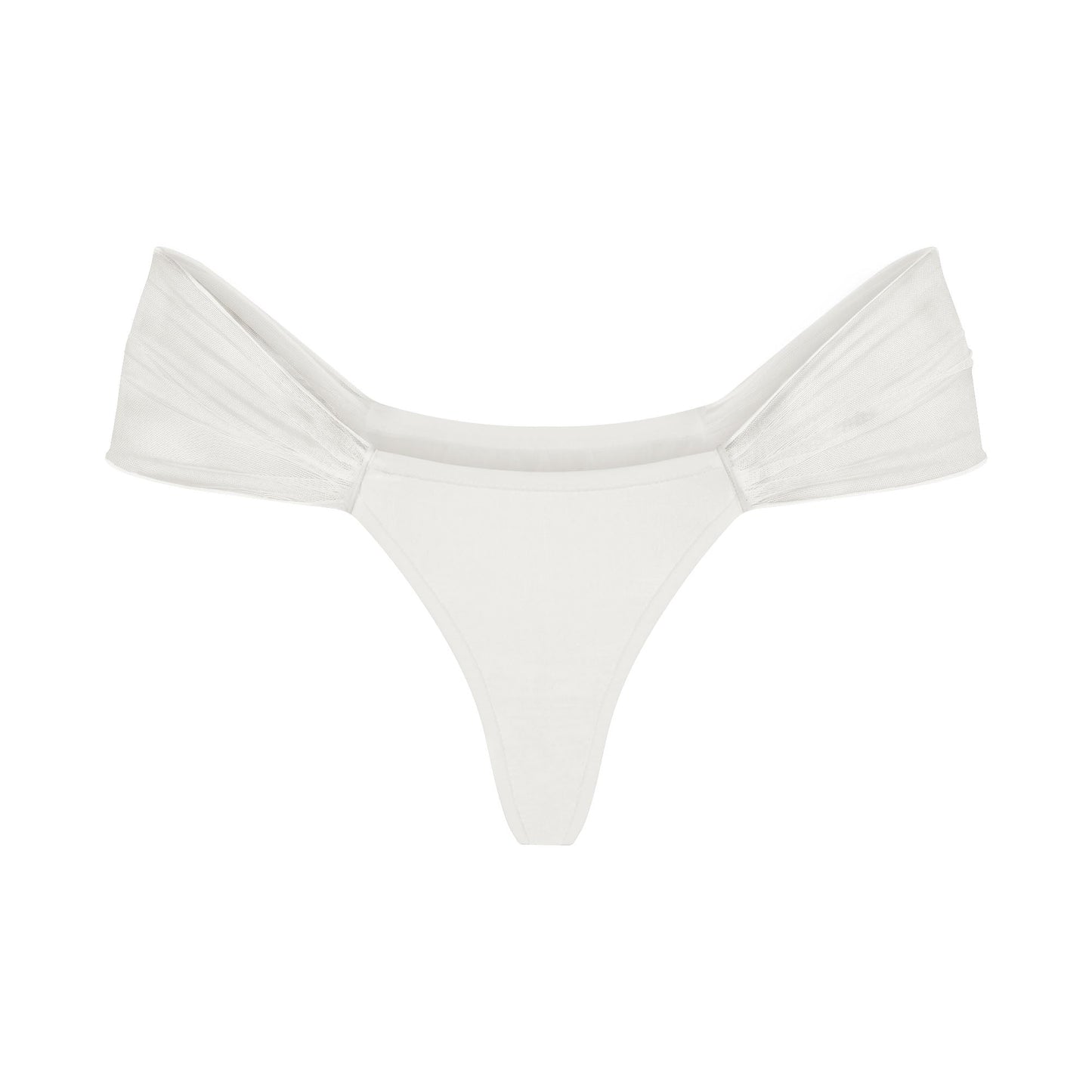 ULTRA FINE MESH DRAPED THONG | IVORY