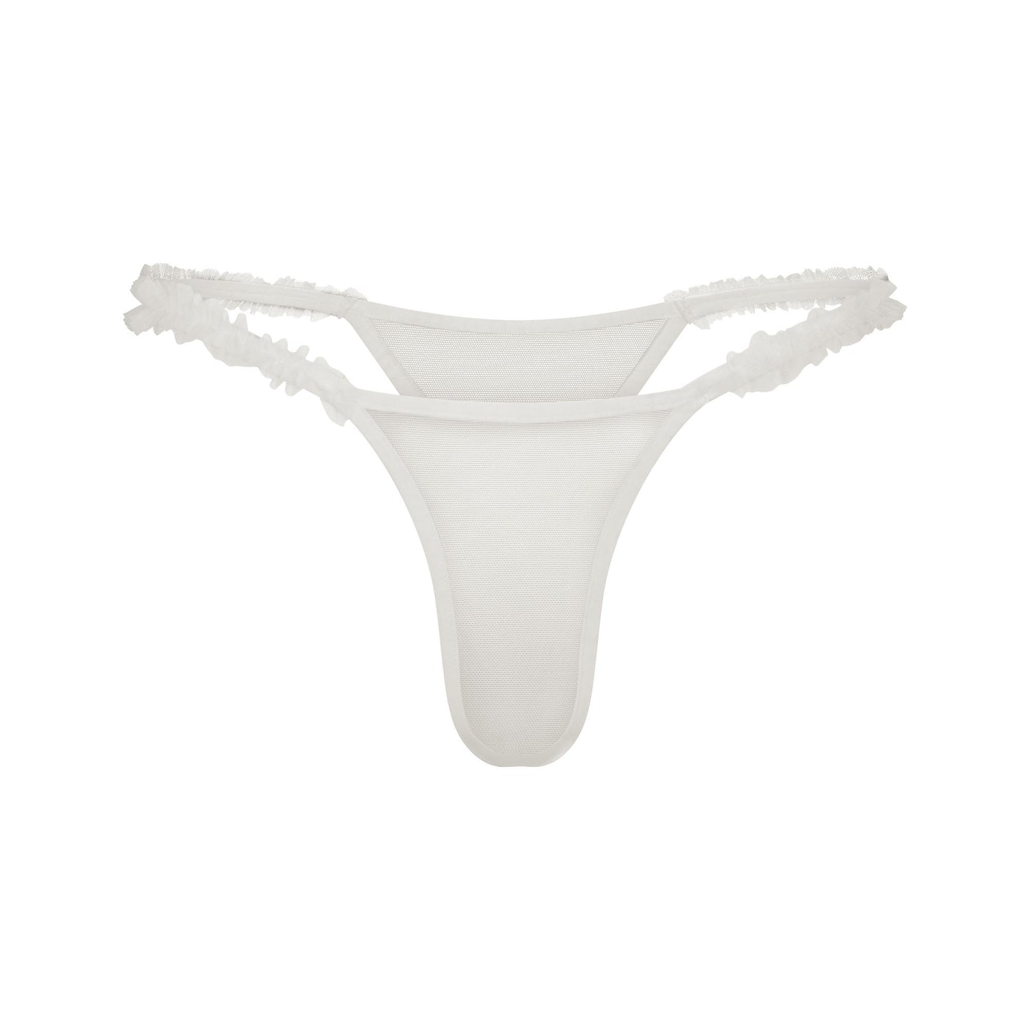 ULTRA FINE MESH RUFFLE STRING THONG | IVORY