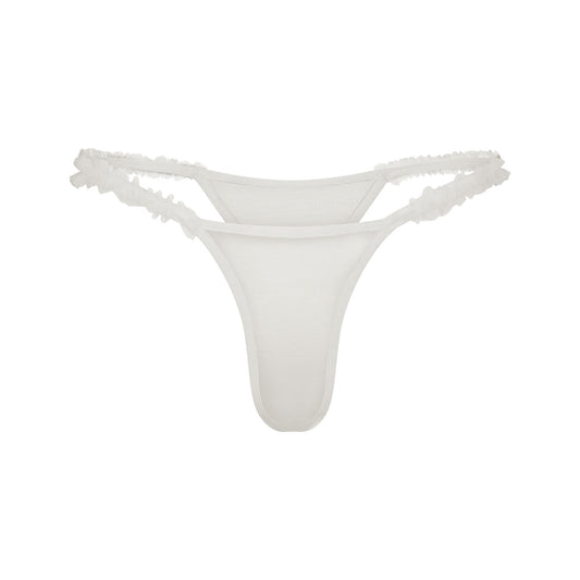 ULTRA FINE MESH RUFFLE STRING THONG | IVORY